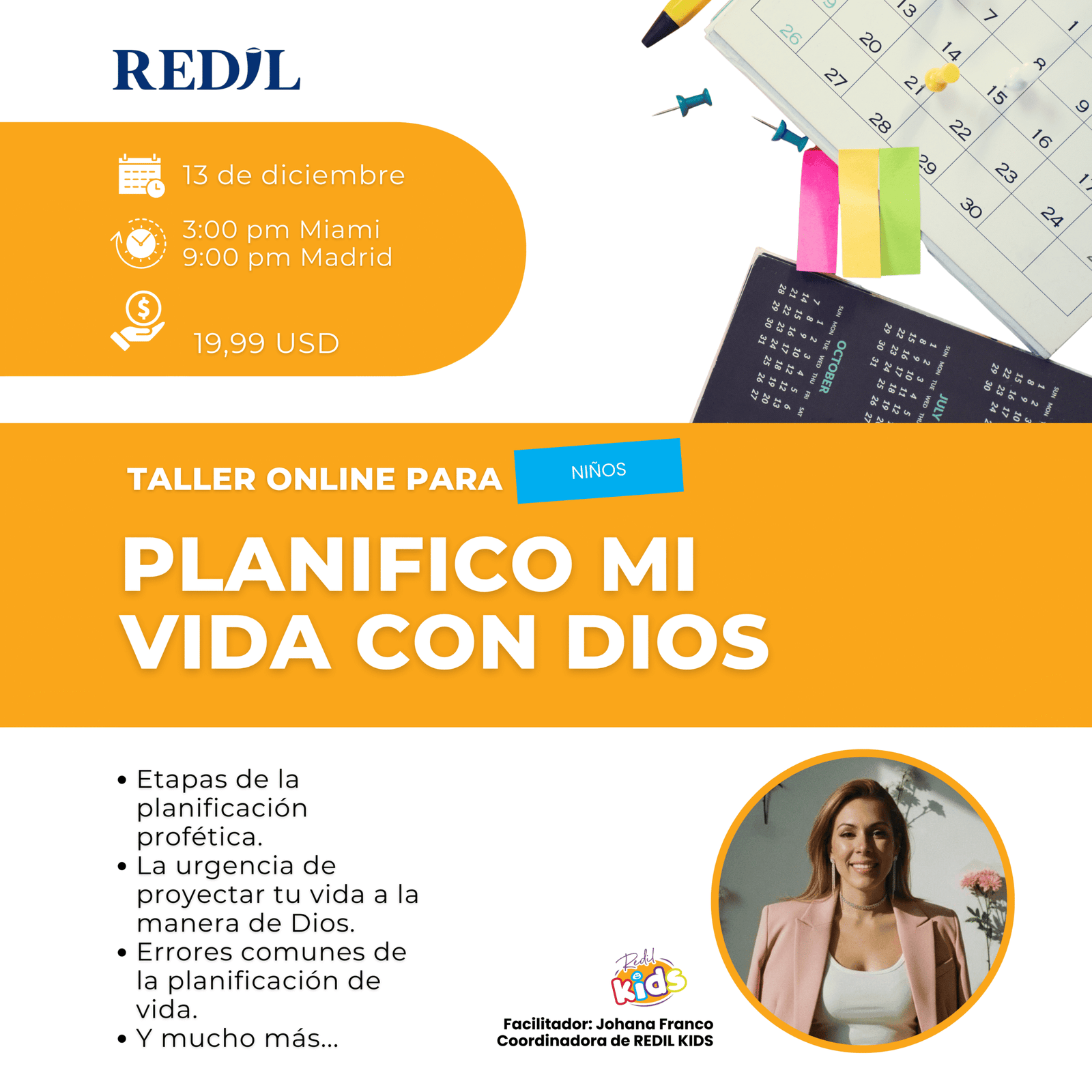 Taller online Planifico mi vida con Dios